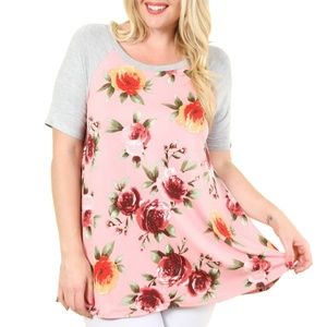 🌸 Boutique Floral Tunic Baseball Tee (PLUS)